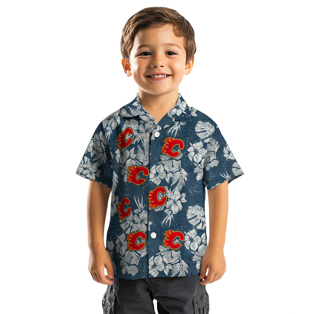 Calgary Flames Hawaiian Shirt - Hibiscus Flowers - Moonbestprint