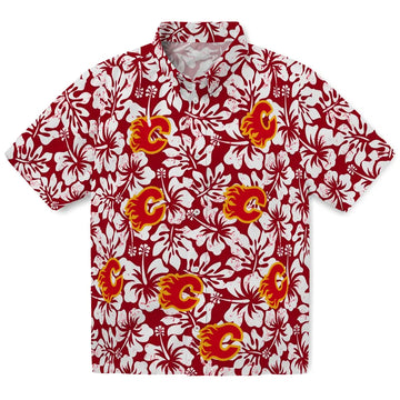 Calgary Flames Hawaiian Shirt - Hibiscus Motif - Moonbestprint