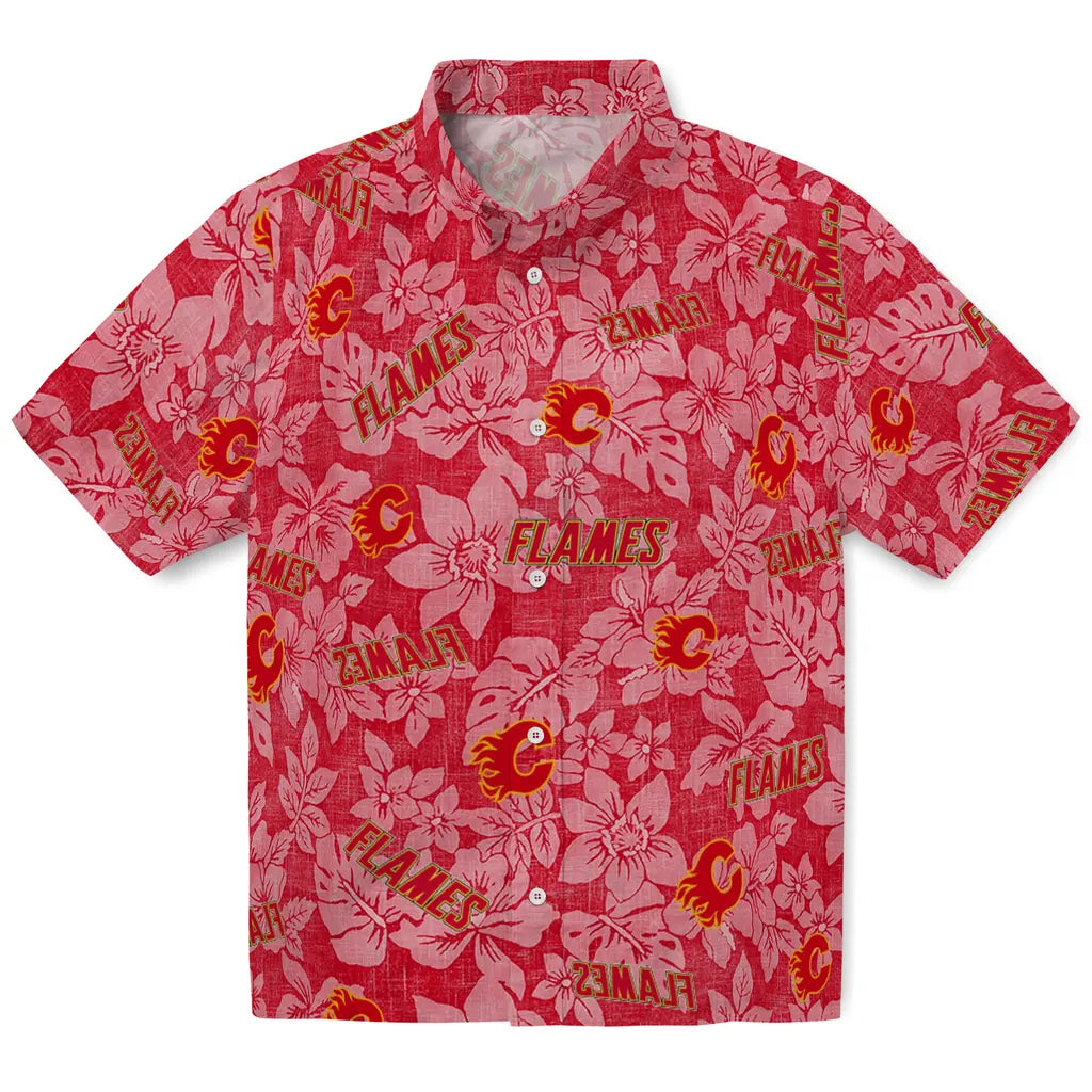 Calgary Flames Hawaiian Shirt - Hibiscus Oasis – Moonbestprint