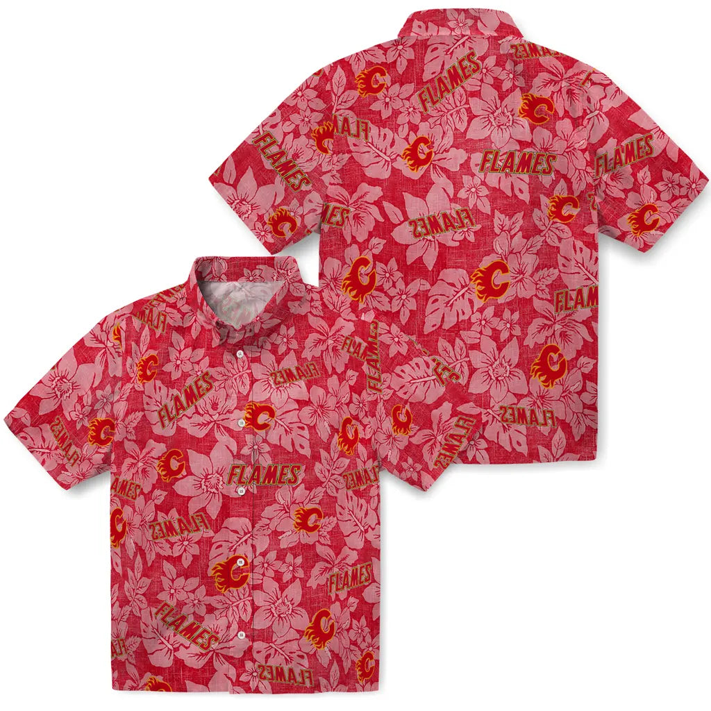 Calgary Flames Hawaiian Shirt - Hibiscus Oasis – Moonbestprint