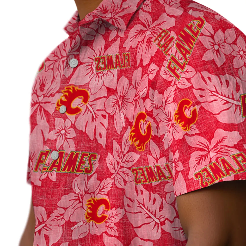 Calgary Flames Hawaiian Shirt - Hibiscus Oasis – Moonbestprint