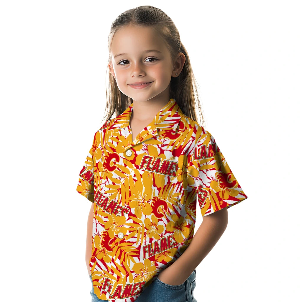 Calgary Flames Hawaiian Shirt - Hibiscus Overlay – Moonbestprint