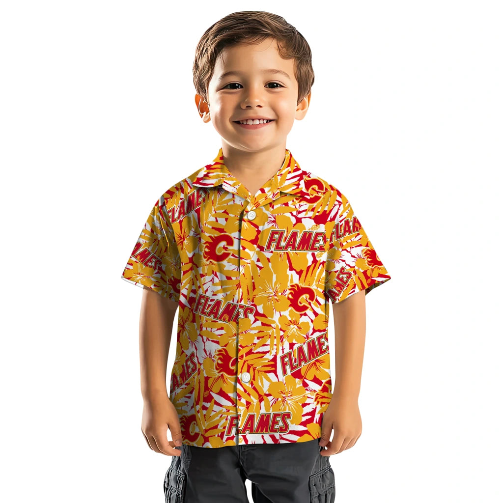 Calgary Flames Hawaiian Shirt - Hibiscus Overlay – Moonbestprint
