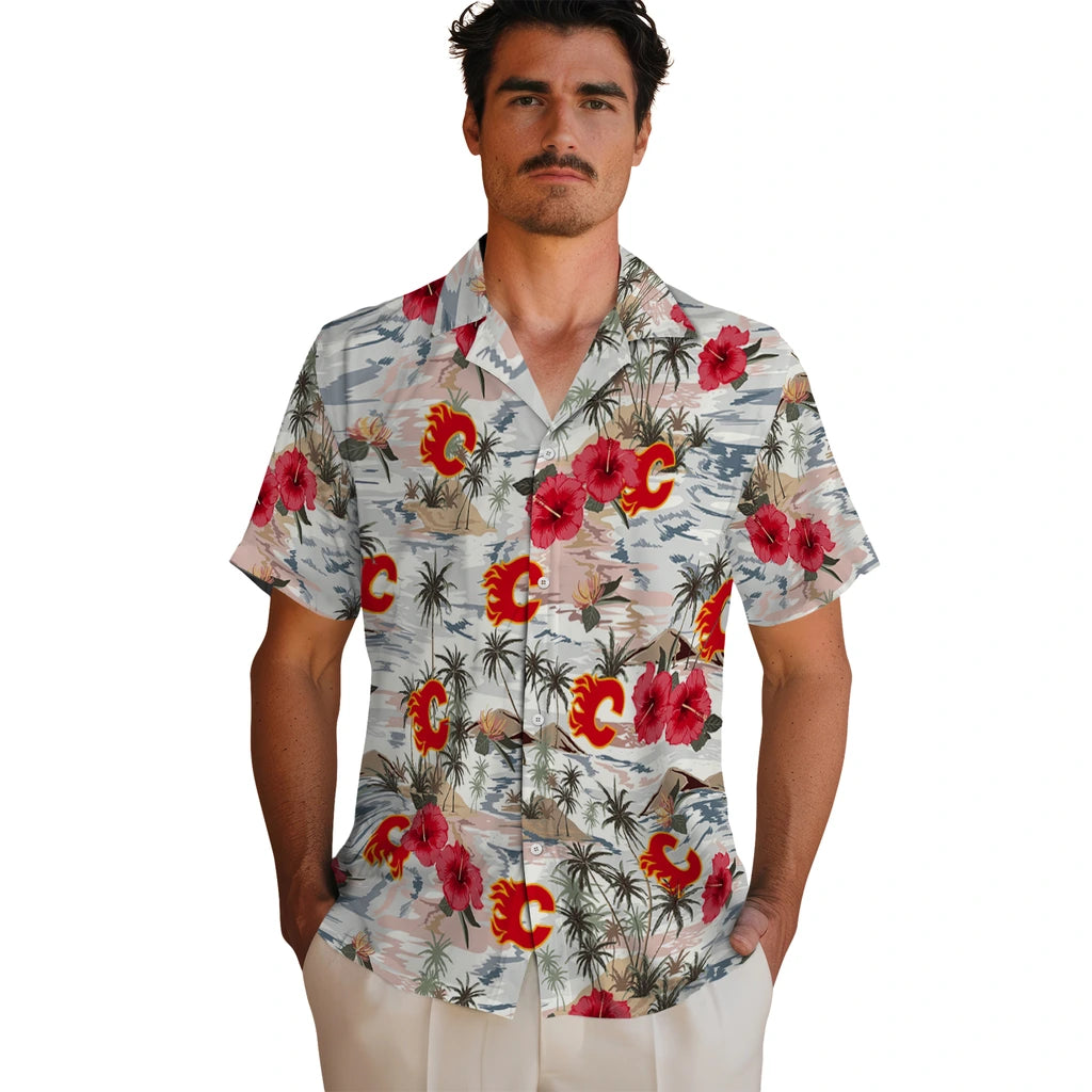 Calgary Flames Hawaiian Shirt - Hibiscus Seaside – Moonbestprint