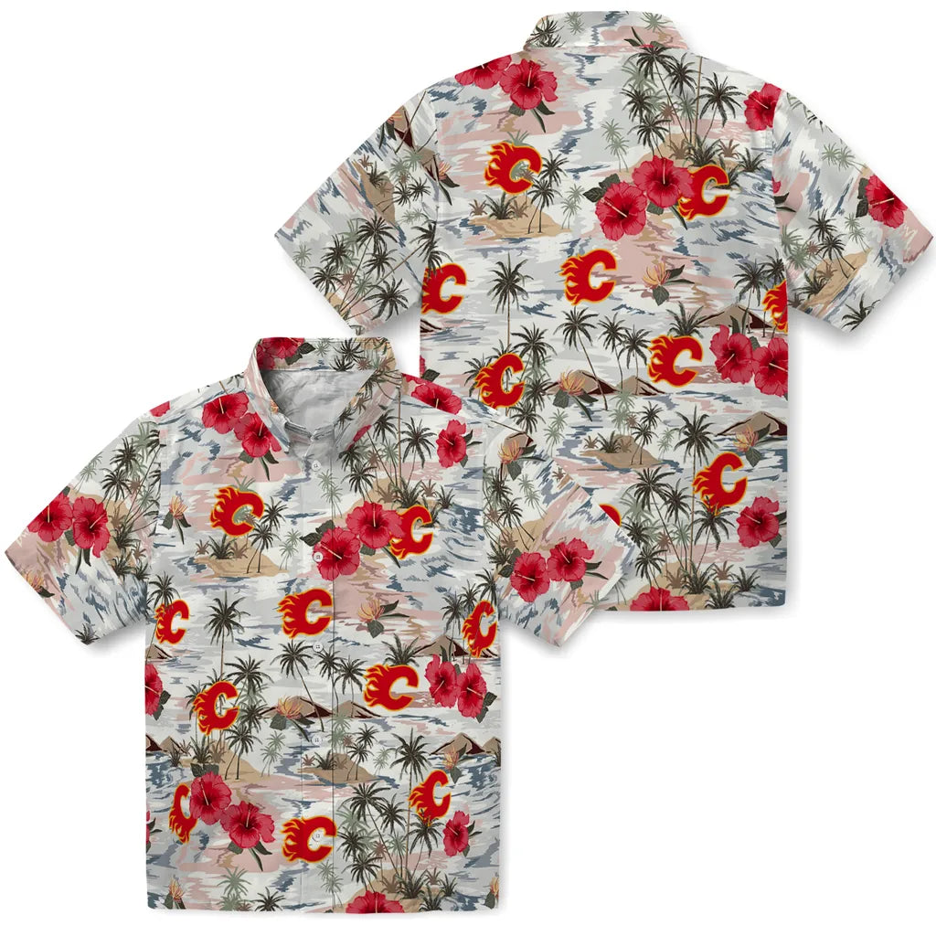 Calgary Flames Hawaiian Shirt - Hibiscus Seaside – Moonbestprint
