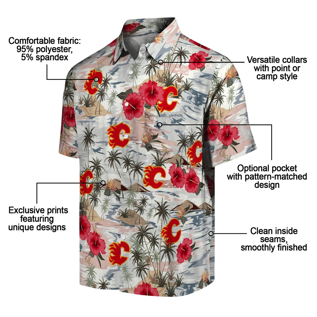 Calgary Flames Hawaiian Shirt - Hibiscus Seaside – Moonbestprint