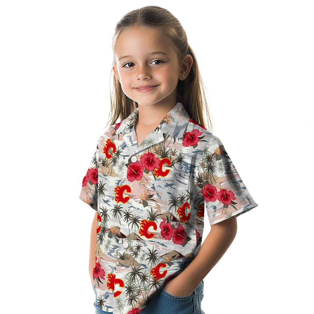 Calgary Flames Hawaiian Shirt - Hibiscus Seaside – Moonbestprint