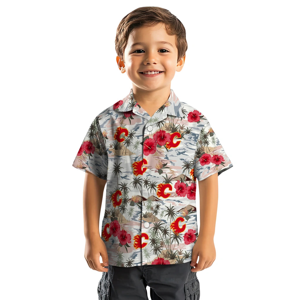 Calgary Flames Hawaiian Shirt - Hibiscus Seaside – Moonbestprint