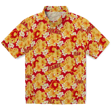 Calgary Flames Hawaiian Shirt - Hibiscus Tropics – Moonbestprint