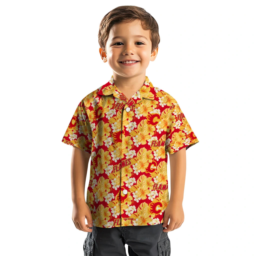 Calgary Flames Hawaiian Shirt - Hibiscus Tropics – Moonbestprint