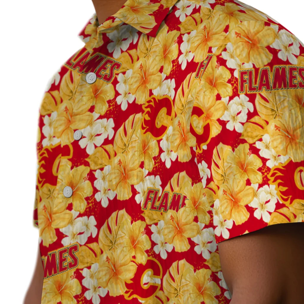 Calgary Flames Hawaiian Shirt - Hibiscus Tropics – Moonbestprint
