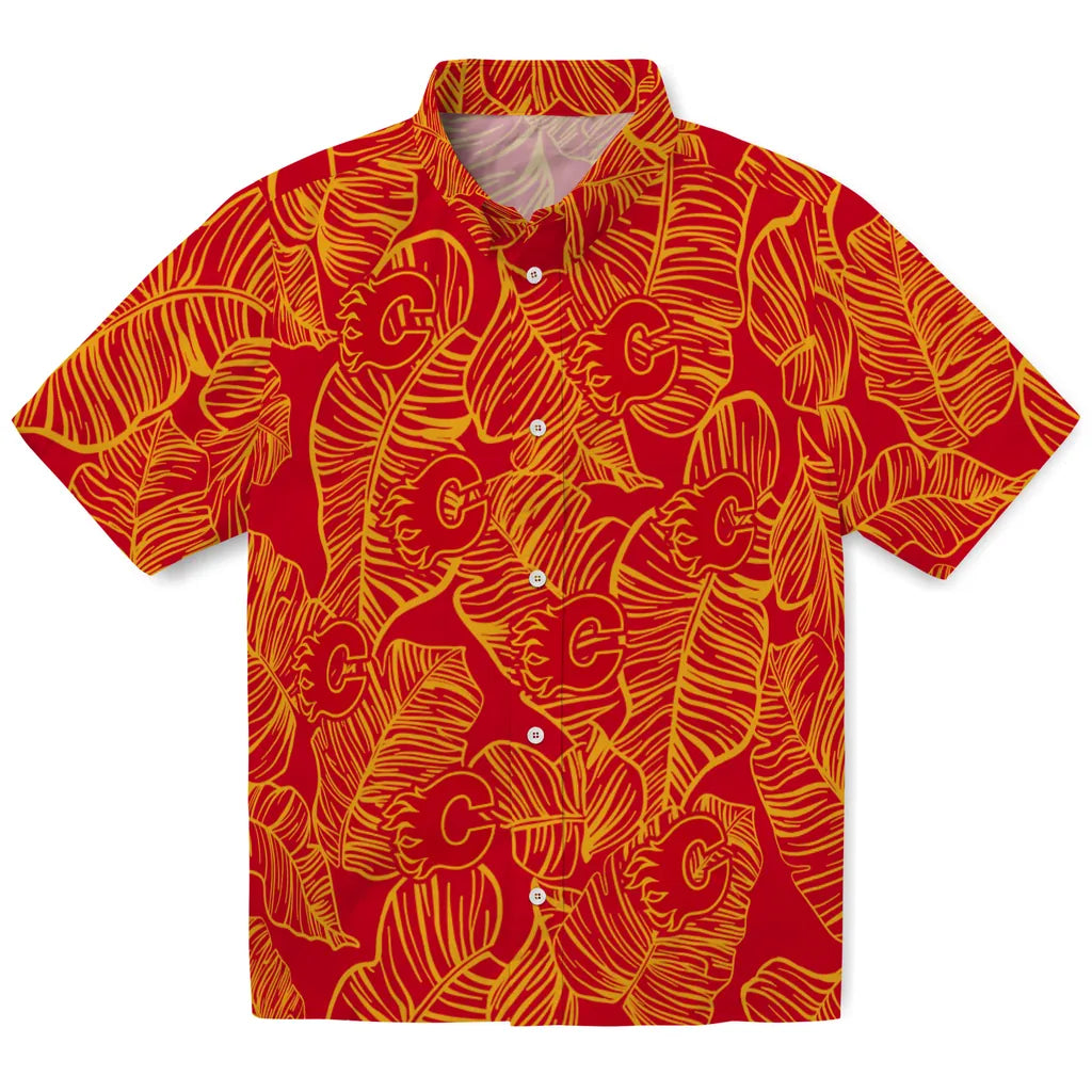 Calgary Flames Hawaiian Shirt - Leaf Outline – Moonbestprint