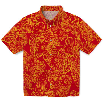 Calgary Flames Hawaiian Shirt - Leaf Outline – Moonbestprint