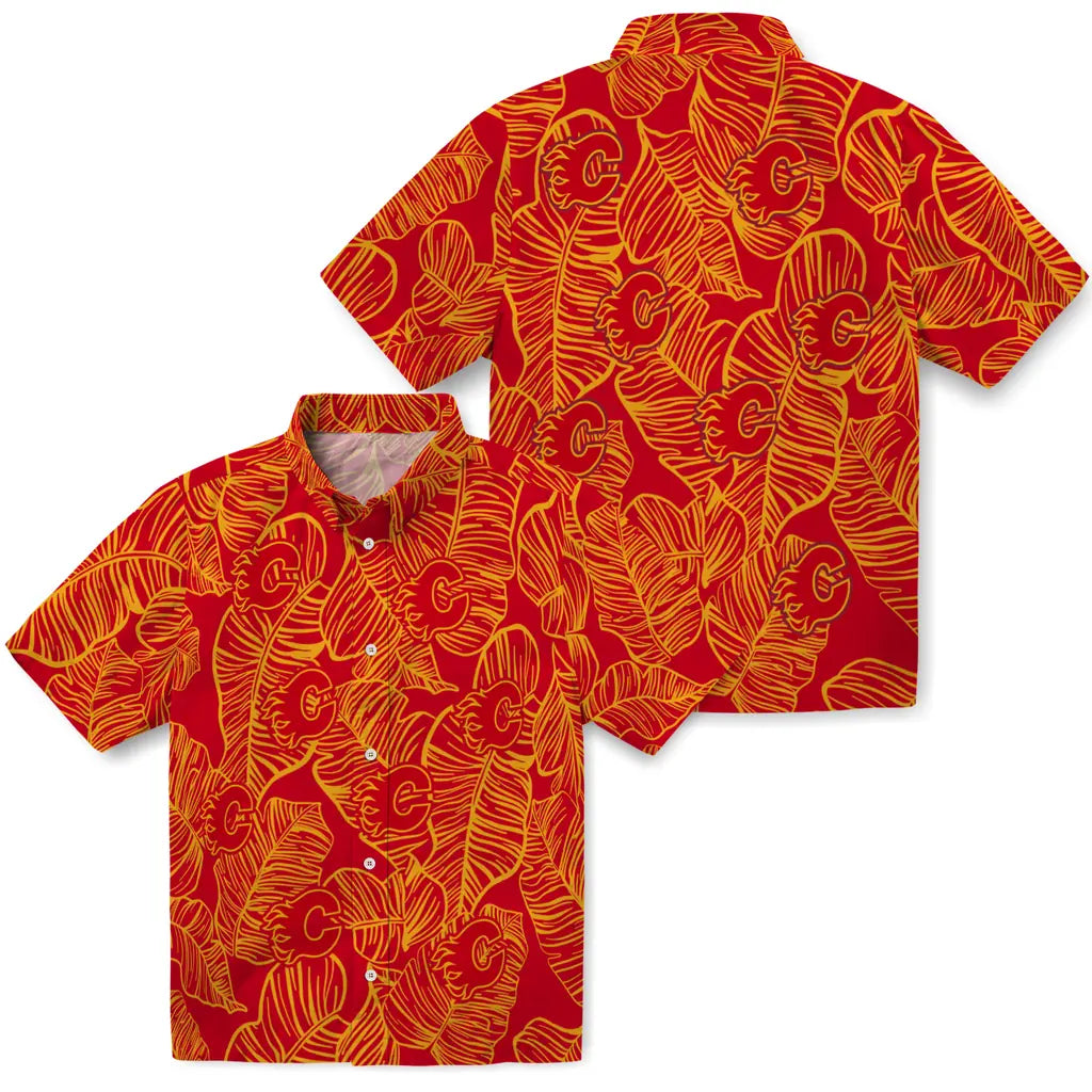 Calgary Flames Hawaiian Shirt - Leaf Outline – Moonbestprint