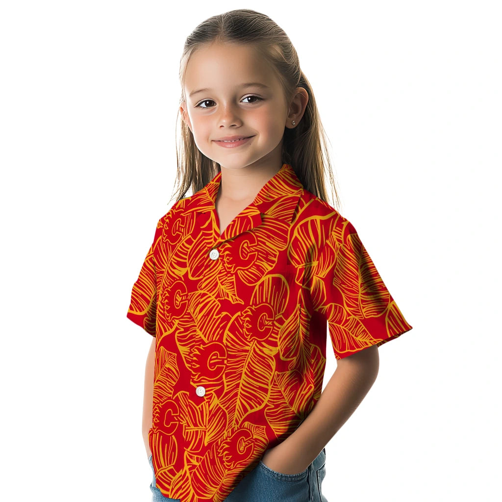 Calgary Flames Hawaiian Shirt - Leaf Outline – Moonbestprint