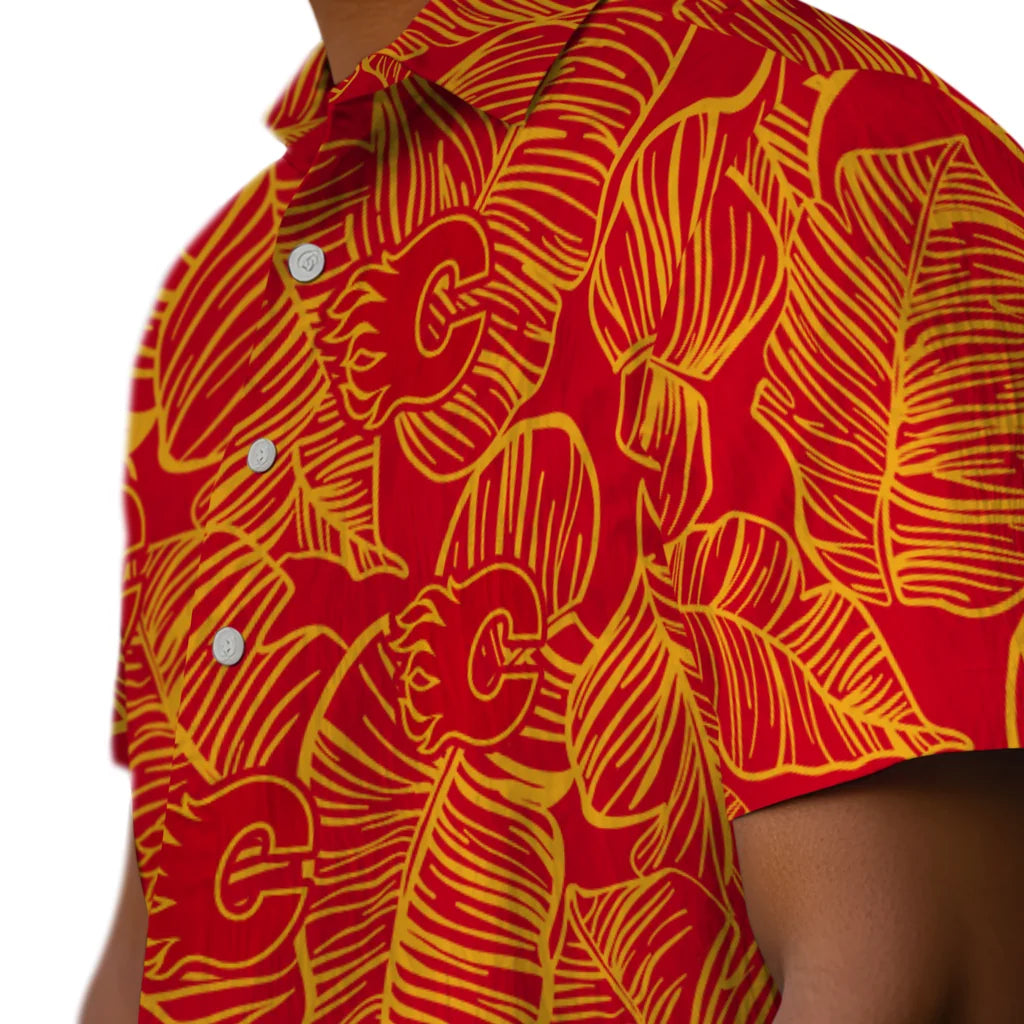 Calgary Flames Hawaiian Shirt - Leaf Outline – Moonbestprint