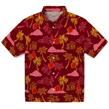 Calgary Flames Hawaiian Shirt - Palm And Clouds – Moonbestprint