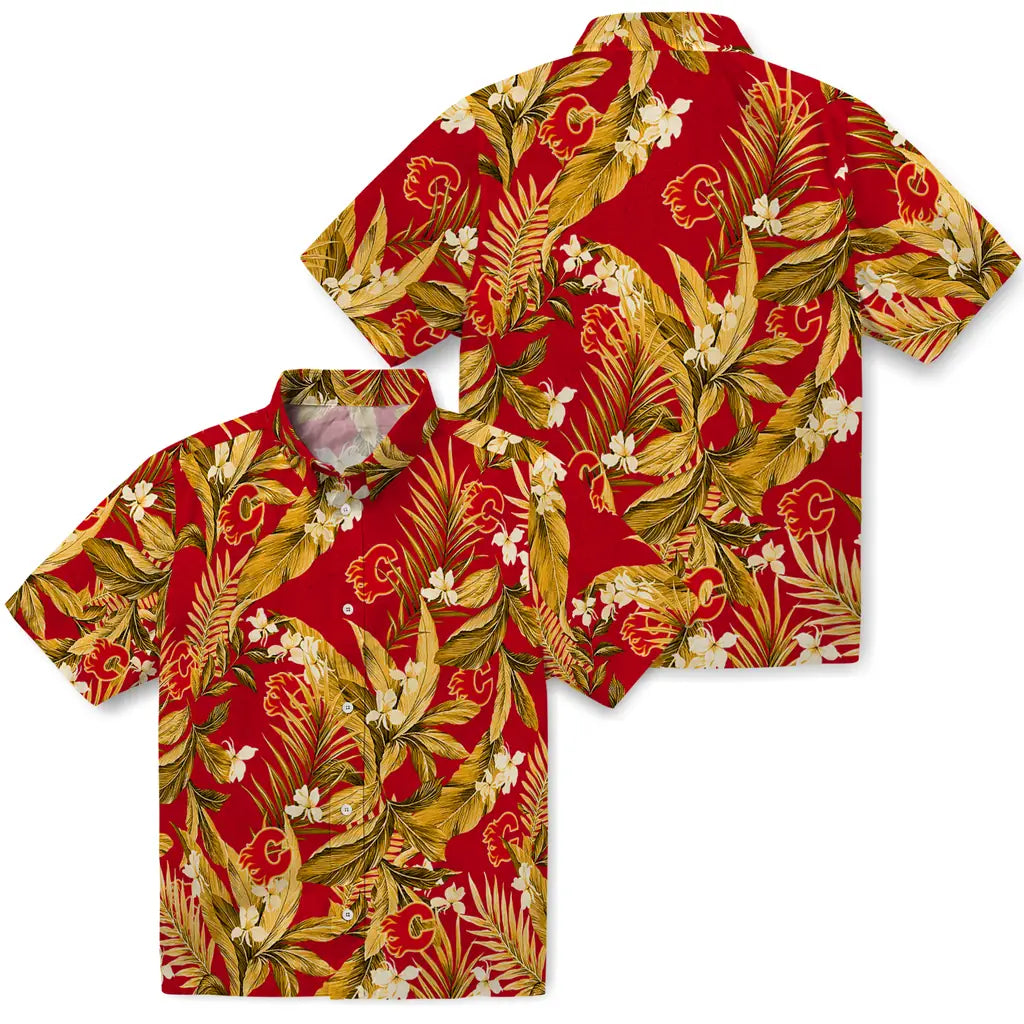 Calgary Flames Hawaiian Shirt - Palm Leaves – Moonbestprint