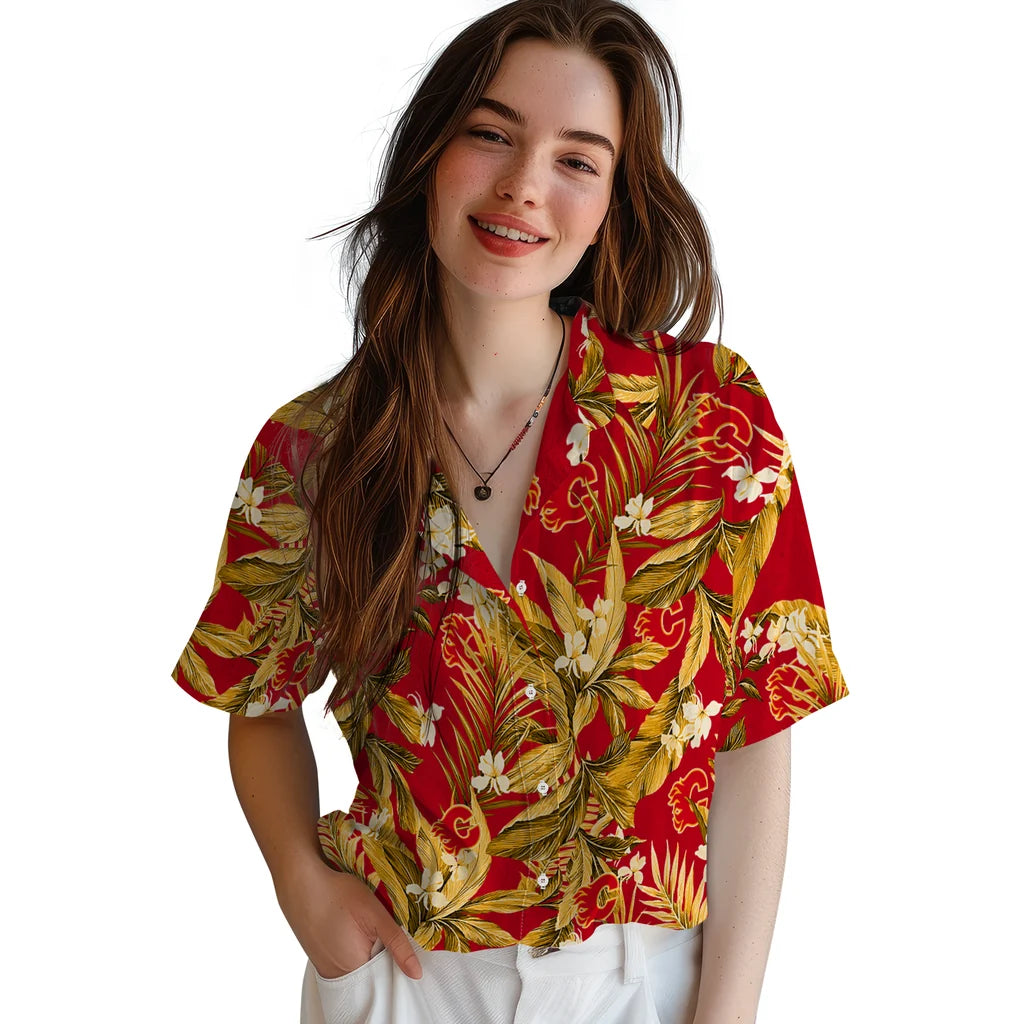 Calgary Flames Hawaiian Shirt - Palm Leaves – Moonbestprint