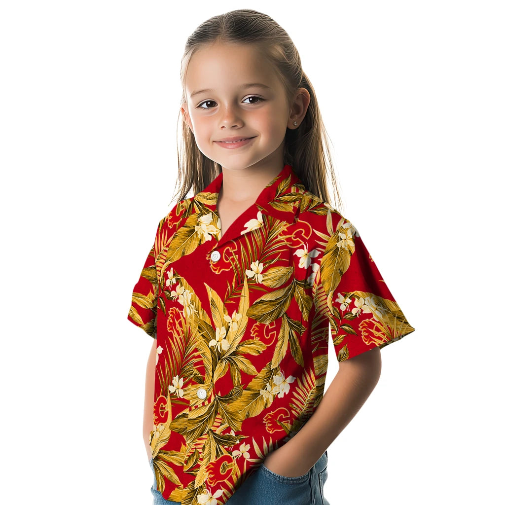 Calgary Flames Hawaiian Shirt - Palm Leaves – Moonbestprint