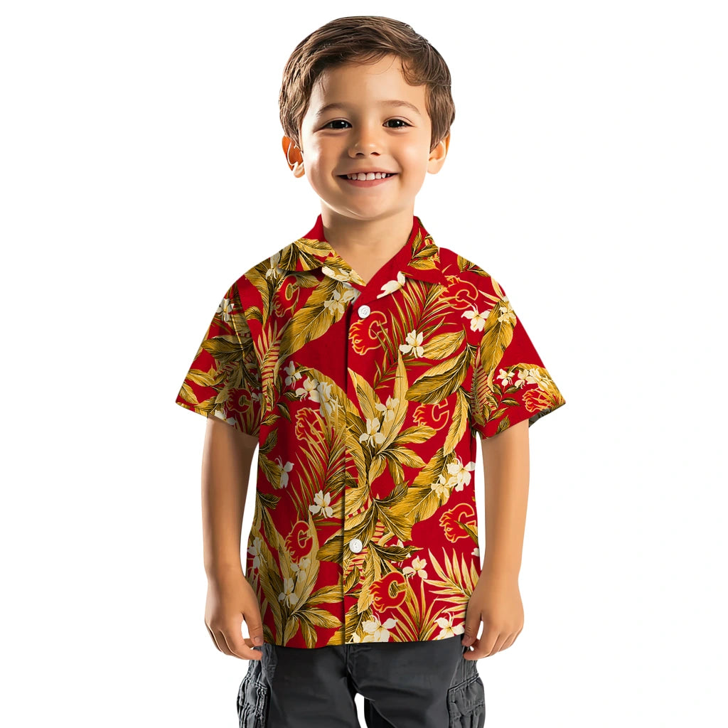 Calgary Flames Hawaiian Shirt - Palm Leaves – Moonbestprint