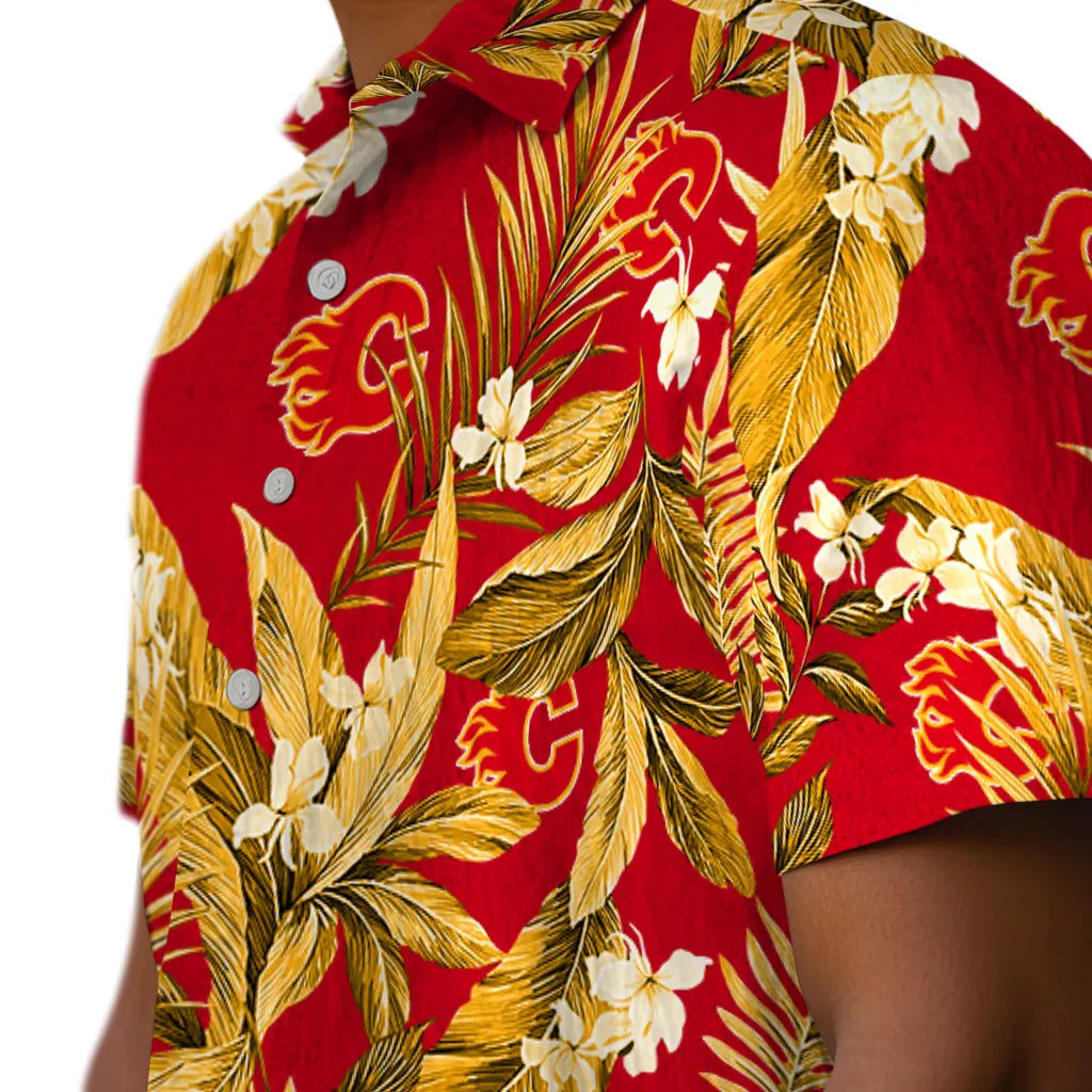 Calgary Flames Hawaiian Shirt - Palm Leaves – Moonbestprint
