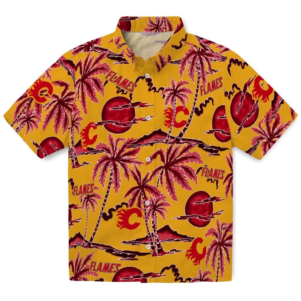 Calgary Flames Hawaiian Shirt - Palm Sunset – Moonbestprint