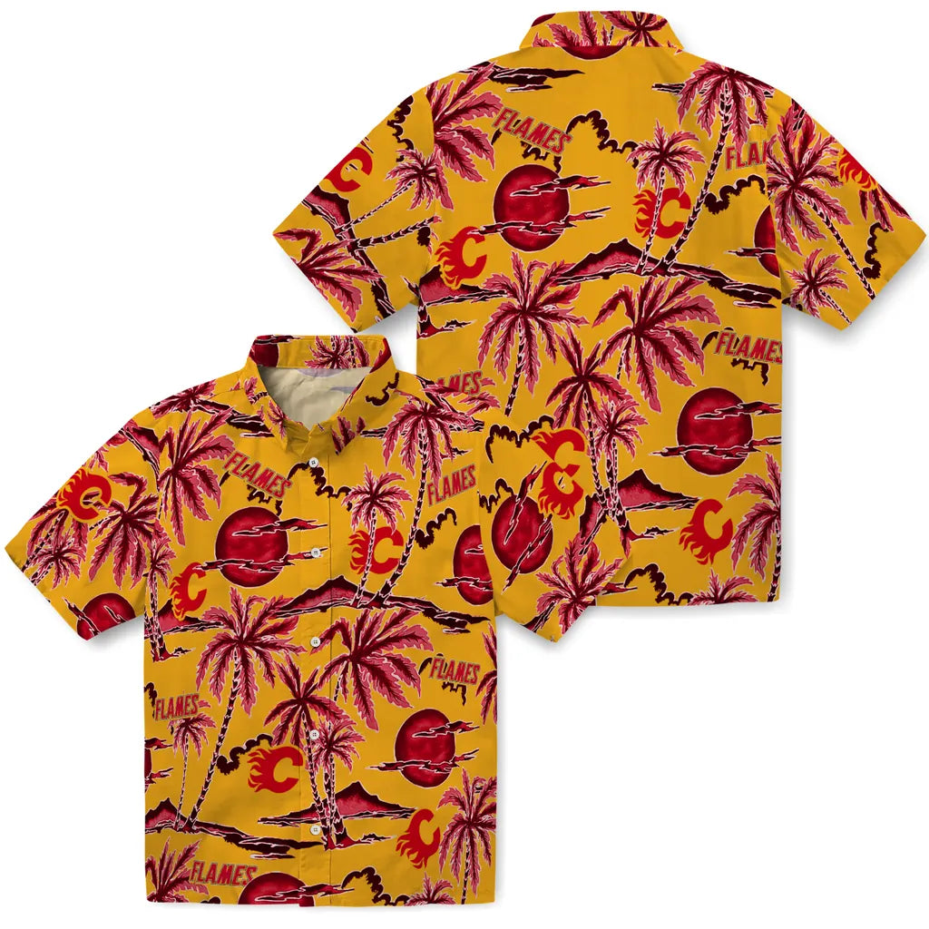 Calgary Flames Hawaiian Shirt - Palm Sunset – Moonbestprint