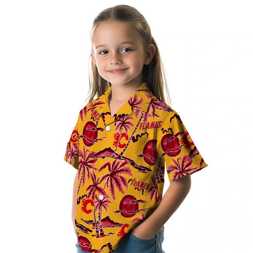 Calgary Flames Hawaiian Shirt - Palm Sunset – Moonbestprint