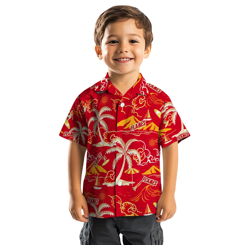 Calgary Flames Hawaiian Shirt - Palm Tree Island – Moonbestprint