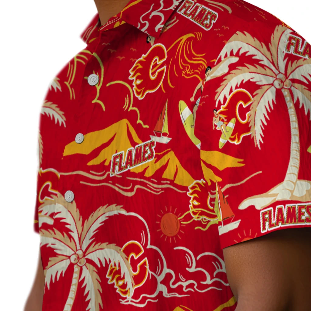 Calgary Flames Hawaiian Shirt - Palm Tree Island – Moonbestprint