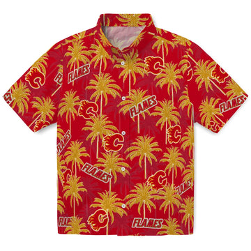 Calgary Flames Hawaiian Shirt - Palm Tree Motif – Moonbestprint