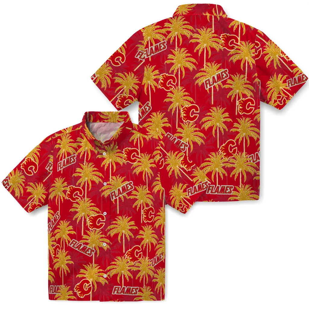Calgary Flames Hawaiian Shirt - Palm Tree Motif – Moonbestprint