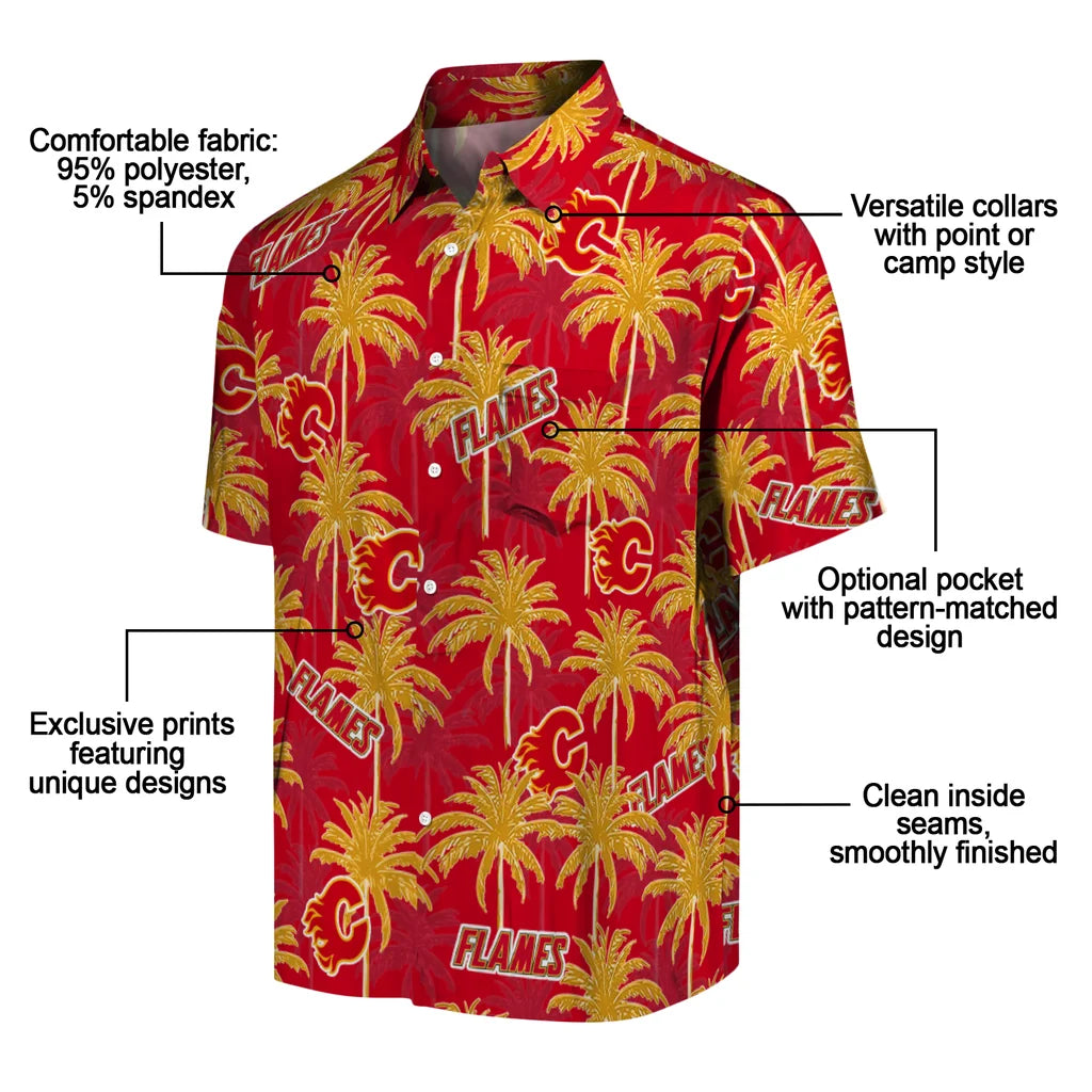 Calgary Flames Hawaiian Shirt - Palm Tree Motif – Moonbestprint