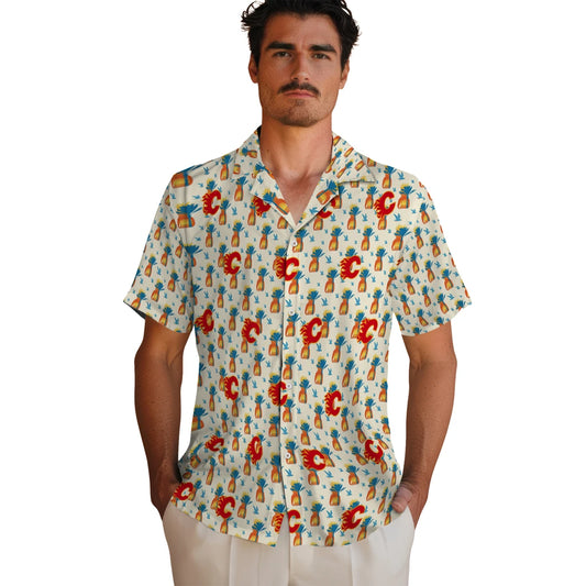 Calgary Flames Hawaiian Shirt - Pineapple Delight - Moonbestprint