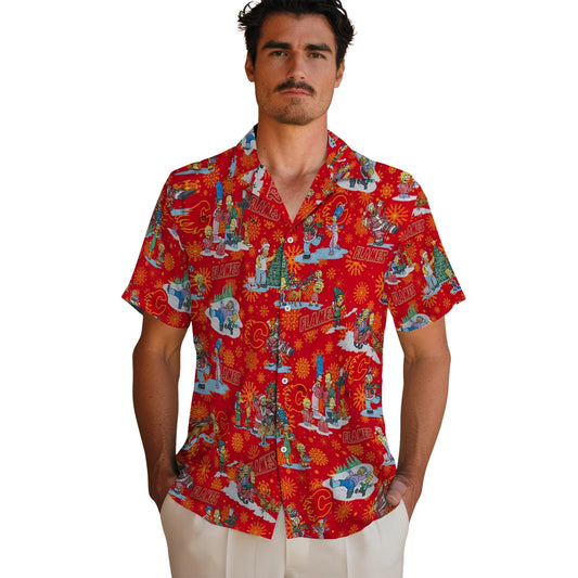 Calgary Flames Hawaiian Shirt - Simpsons Christmas - Moonbestprint