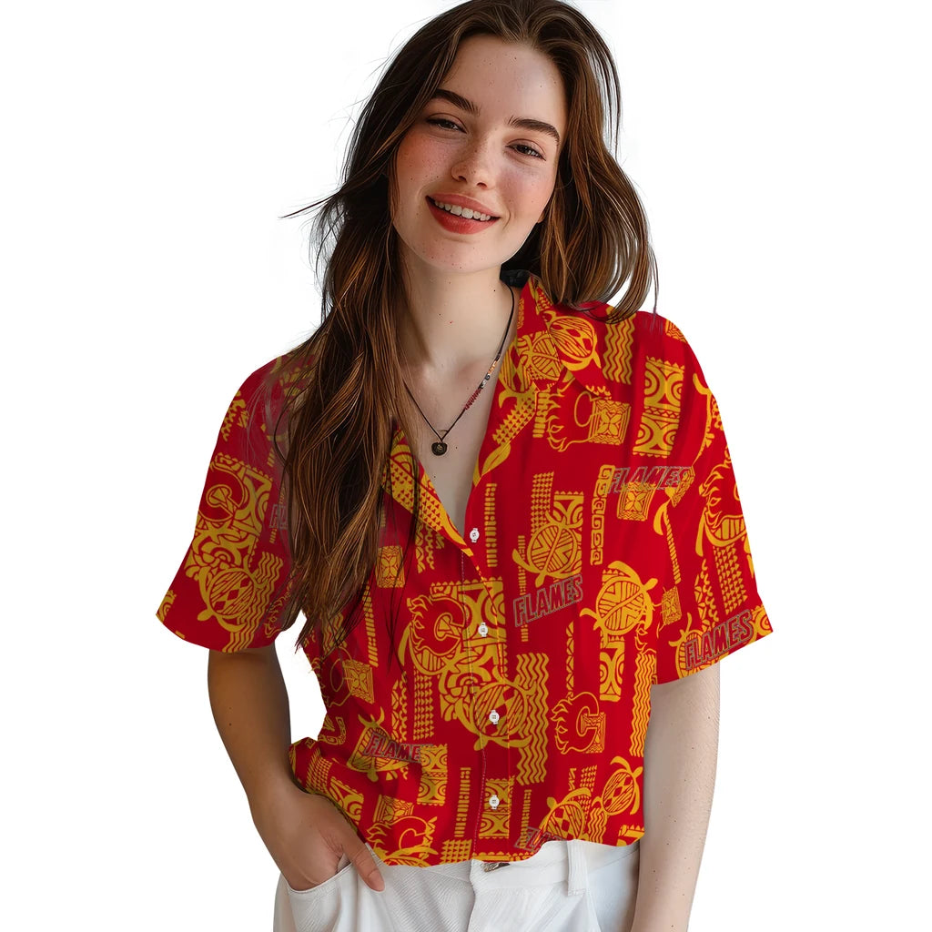 Calgary Flames Hawaiian Shirt - Turtle Lines – Moonbestprint