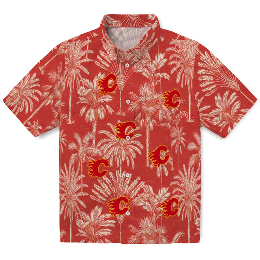 Calgary Flames Hawaiian Shirt - Vintage Palm Tree - Moonbestprint