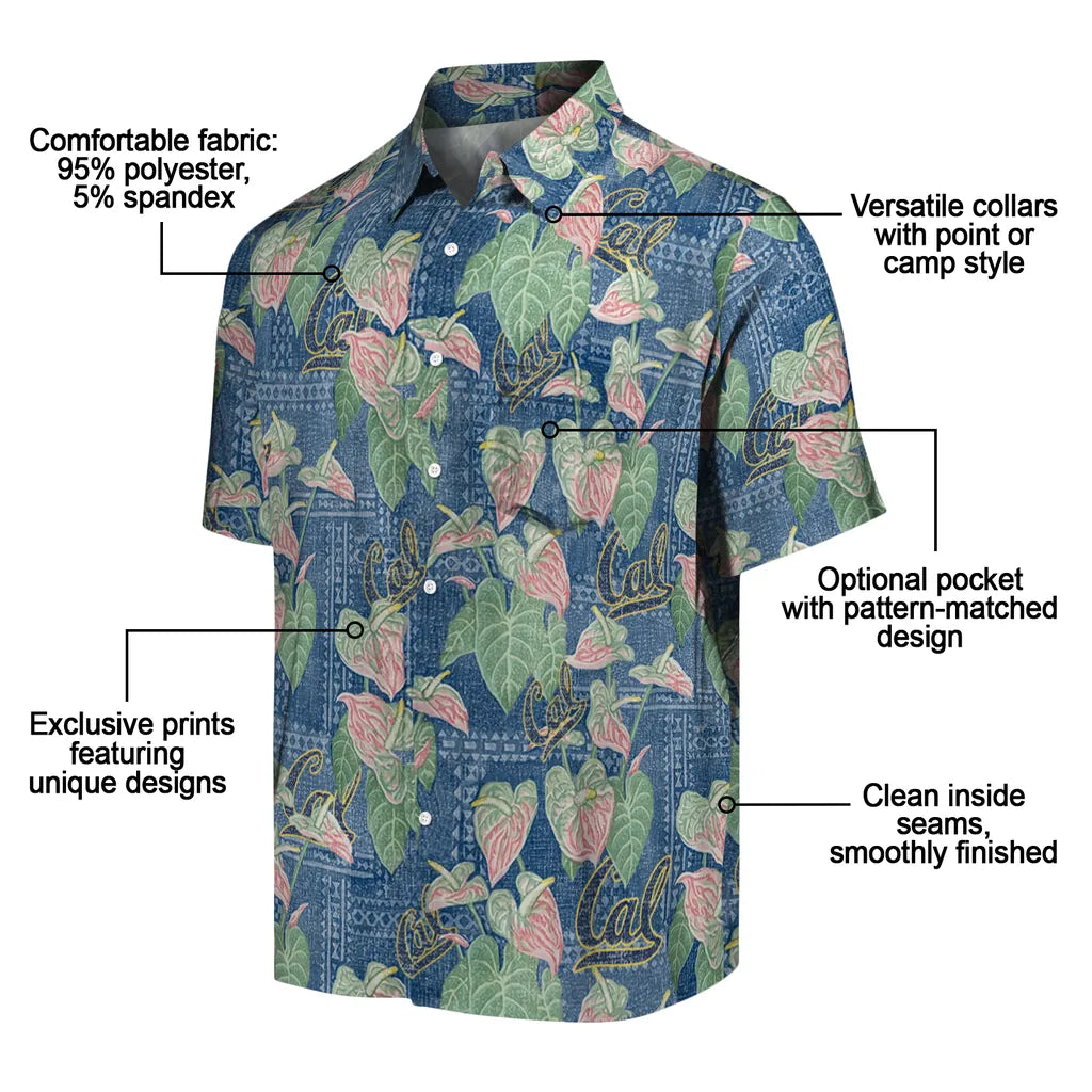 California Golden Bears Hawaiian Shirt - Anthurium Overlay | Moonbestprint