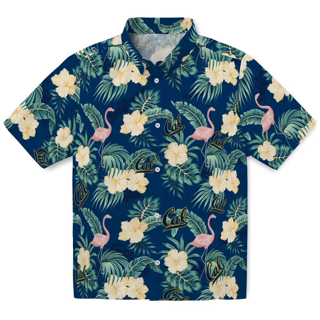 California Golden Bears Hawaiian Shirt - Flamingo and Hibiscus | Moonbestprint