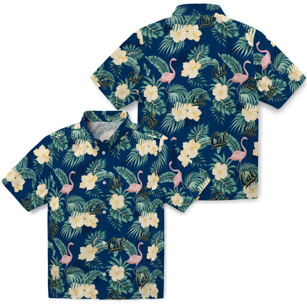 California Golden Bears Hawaiian Shirt - Flamingo and Hibiscus | Moonbestprint