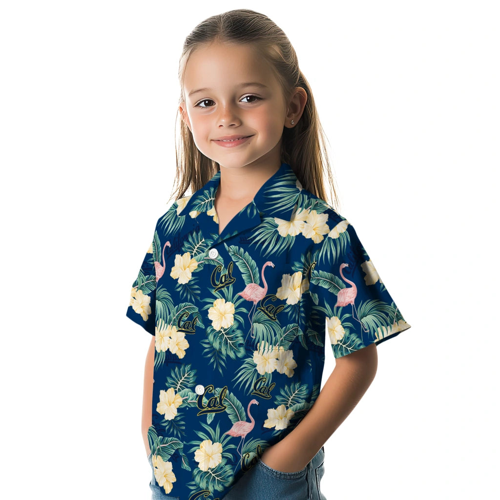 California Golden Bears Hawaiian Shirt - Flamingo and Hibiscus | Moonbestprint