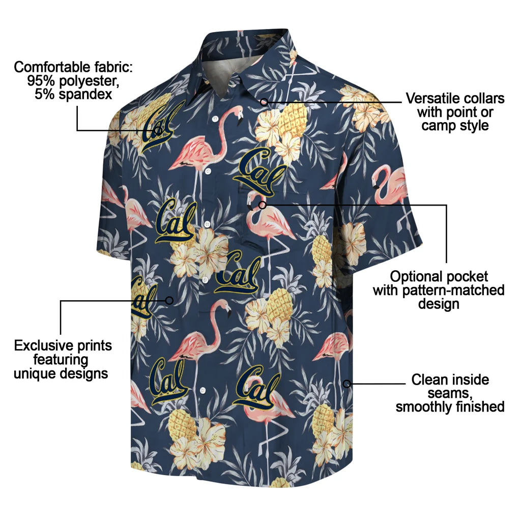 California Golden Bears Hawaiian Shirt - Flamingo Hibiscus | Moonbestprint