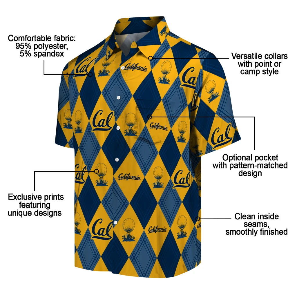 California Golden Bears Hawaiian Shirt - Golfing Plaid | Moonbestprint