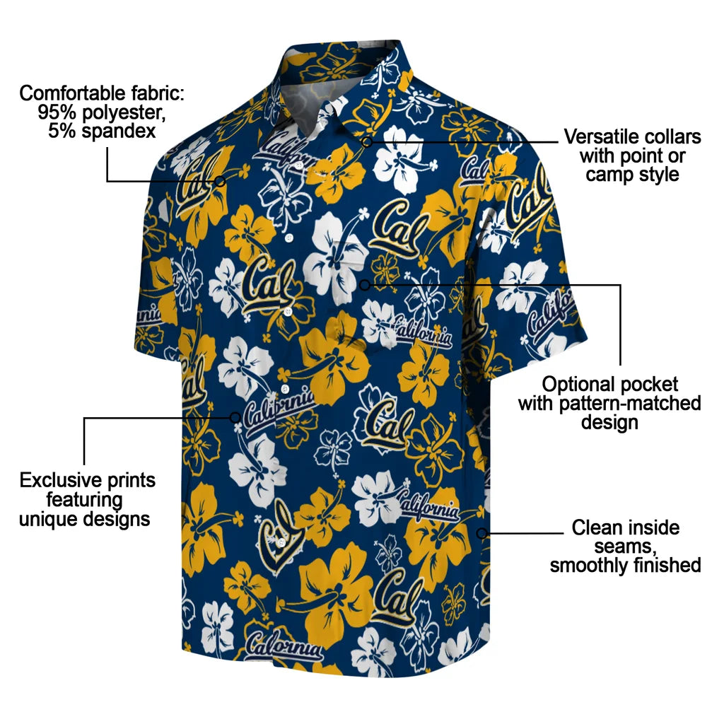 California Golden Bears Hawaiian Shirt - Hibiscus Flower Design | Moonbestprint