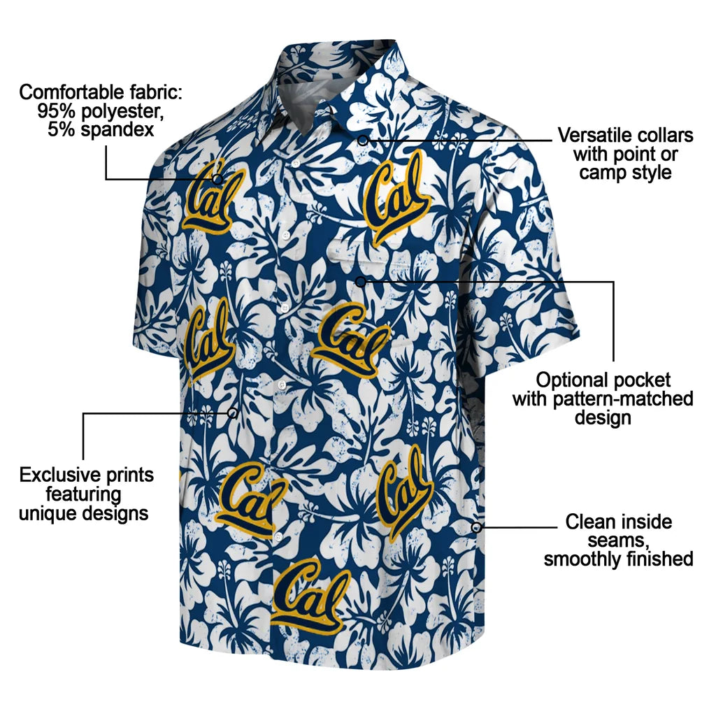 California Golden Bears Hawaiian Shirt - Hibiscus Motif | Moonbestprint