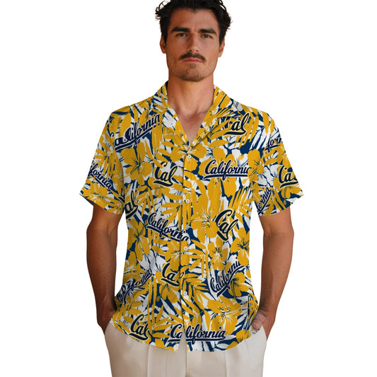 California Golden Bears Hawaiian Shirt - Hibiscus Overlay | Moonbestprint