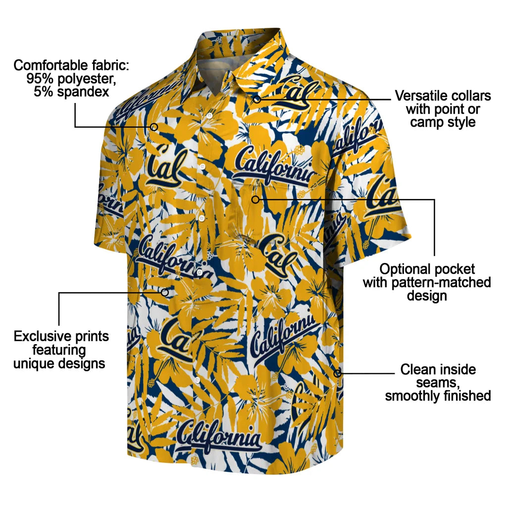 California Golden Bears Hawaiian Shirt - Hibiscus Overlay | Moonbestprint