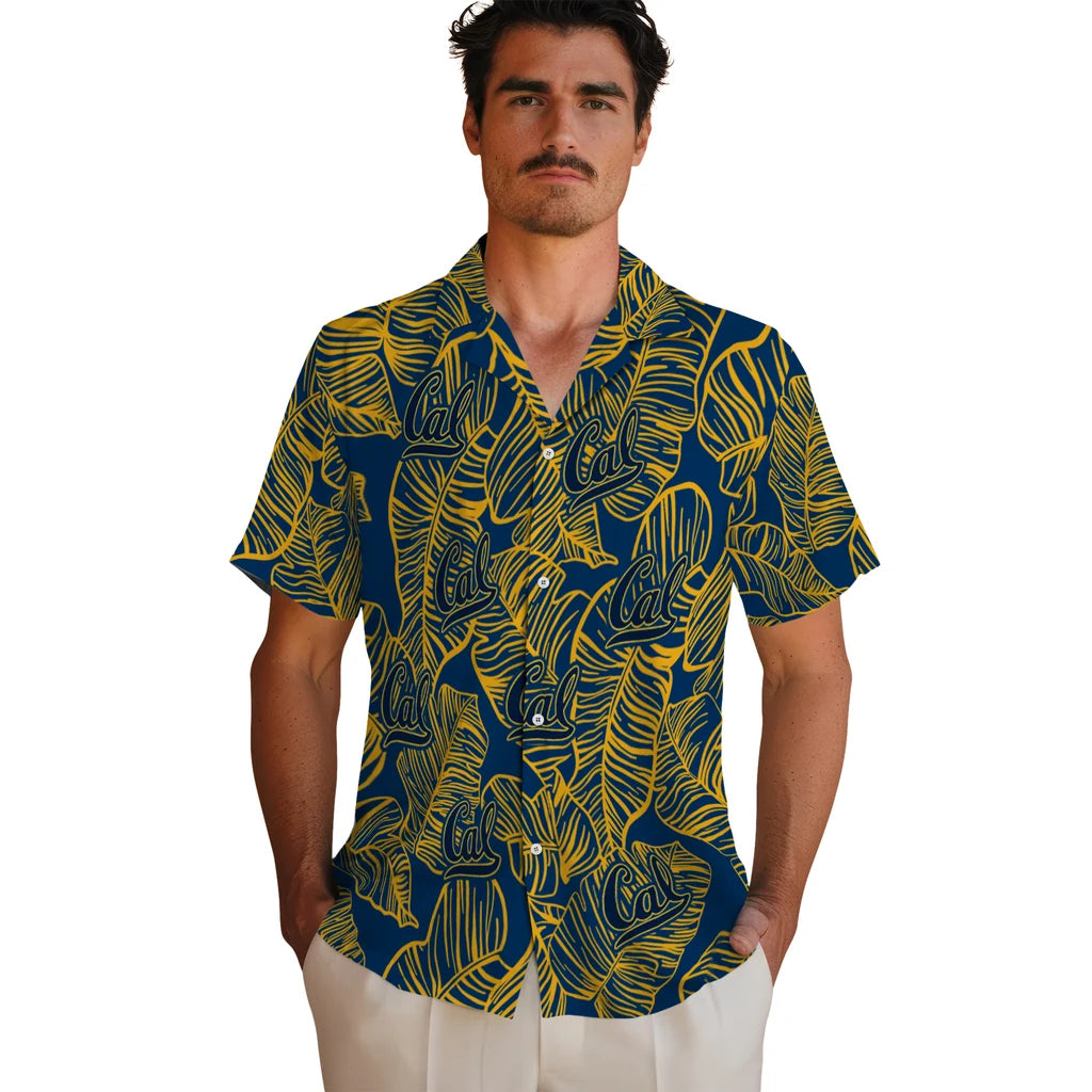 California Golden Bears Hawaiian Shirt - Leaf Outline | Moonbestprint