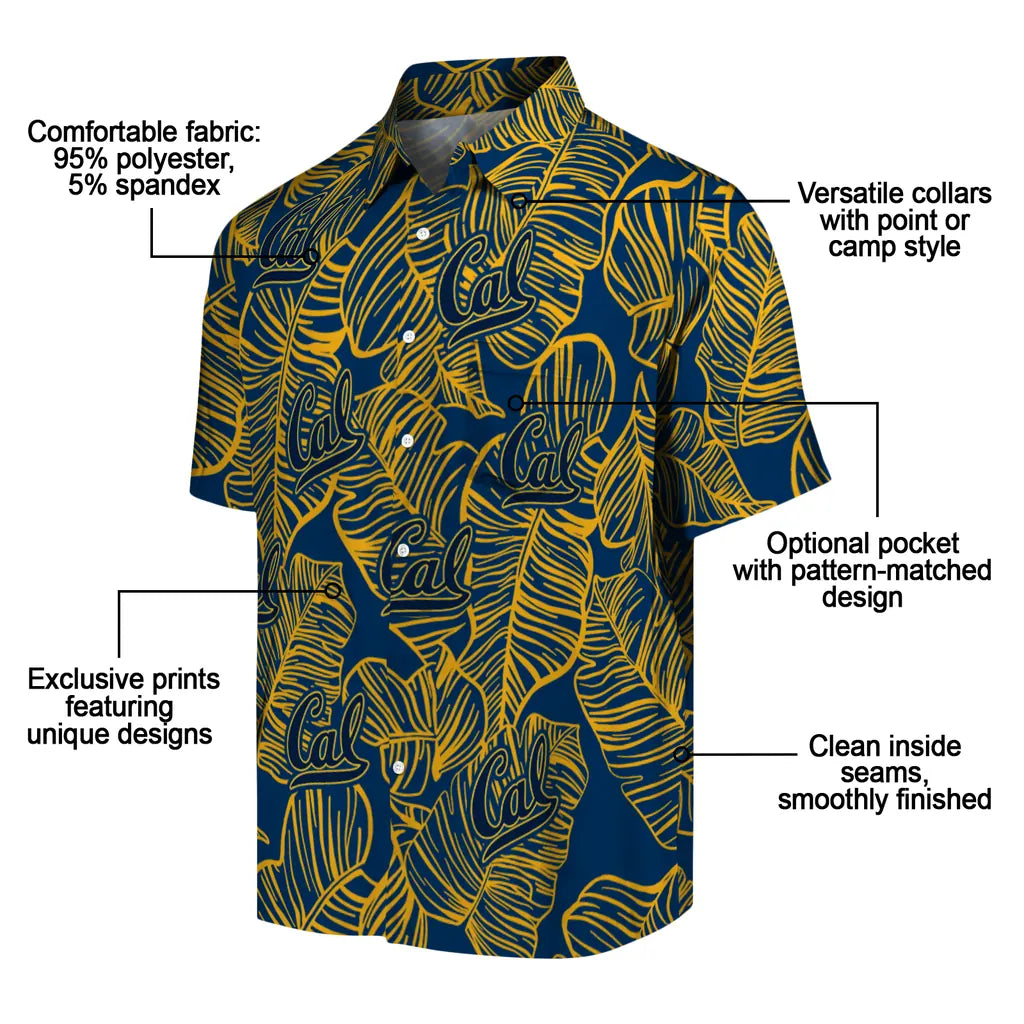 California Golden Bears Hawaiian Shirt - Leaf Outline | Moonbestprint